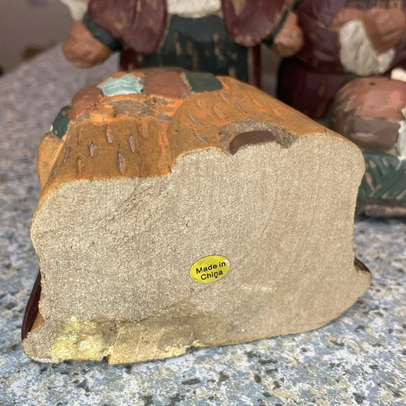 Vintage Christmas Traditions Wood Carved  Nativity Set 8 Piece Set Original Box - Picture 9 of 11